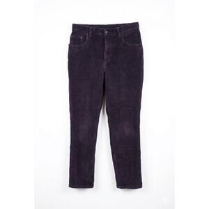 Bill Blass Women's Dark Purple Corduroy Pants High Waisted Straight Leg Size 10
